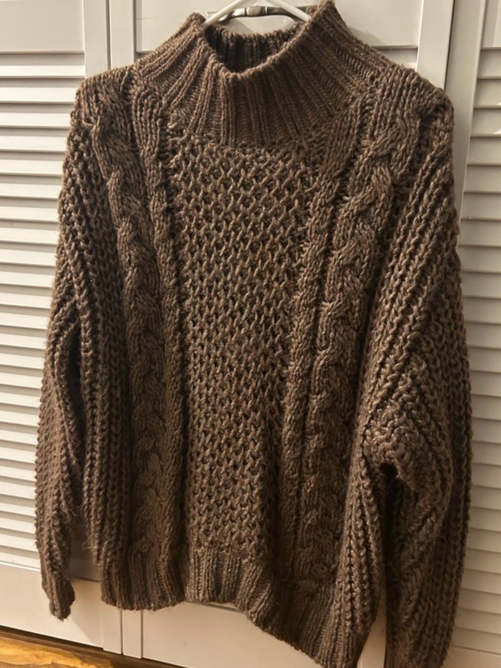 Universal Thread Brown Cable-Knit Mock Turtleneck Sweater